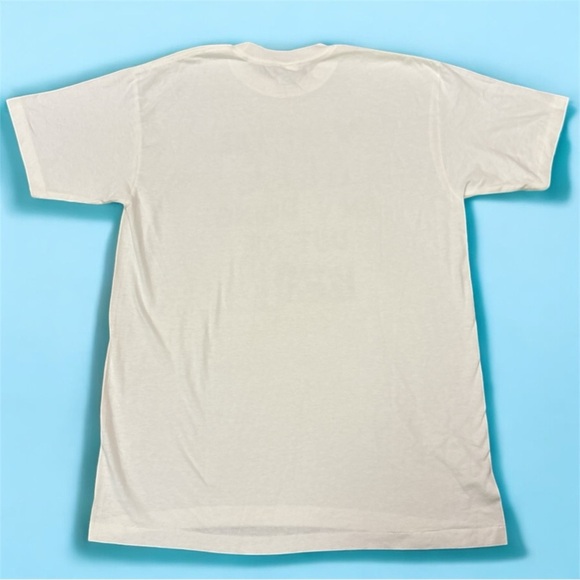 VTG Single Stitch White Graphic T-Shirt with Bold Text Men’s L - Picture 2 of 9